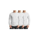 ギャラクシーバイハルビック メンズ シャツ トップス Men's 3-Pack Egyptian Cotton-Blend Long Sleeve Crew Neck Tee White x 3(4)