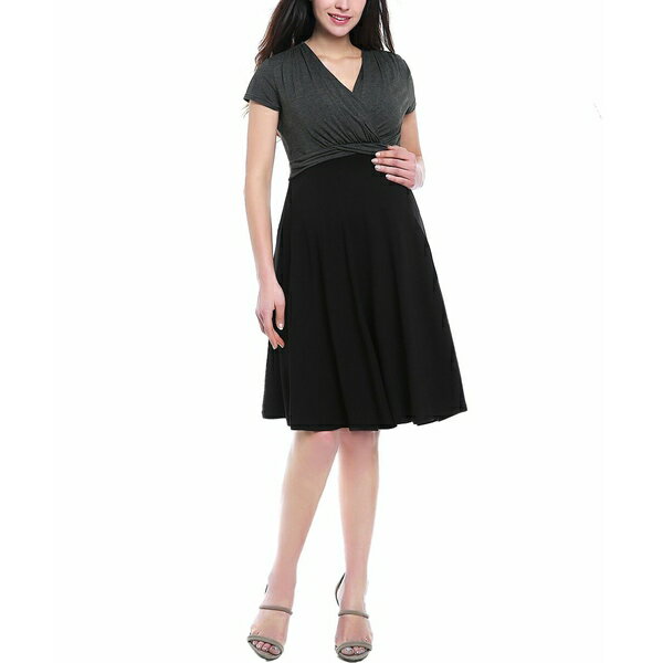    ǥ ԡ ȥåץ Maternity V-Neck Faux Wrap Nursing Dress Bl...
