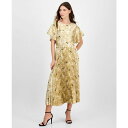 アンクライン レディース カットソー トップス Women's Printed Pleated Pull-On Midi Skirt Safari Multi