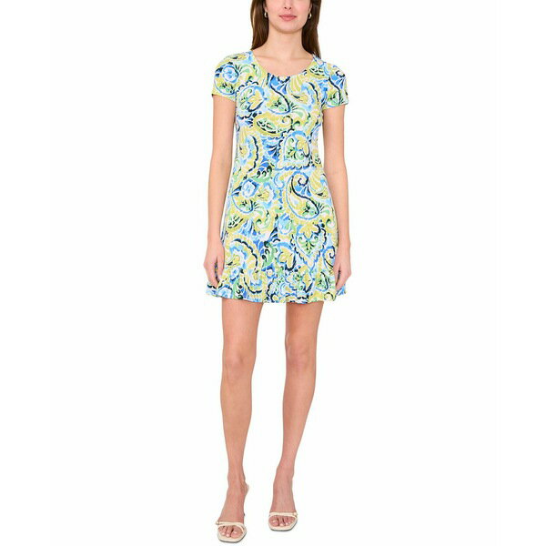 ミスク レディース ワンピース トップス Petite Paisley-Print Short-Sleeve Shift Dress Yellow Plum