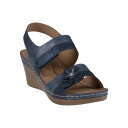 ジーシーシューズ レディース サンダル シューズ Women's Tulip Stay-Put Double Band Flower Wedge Sandals Blue
