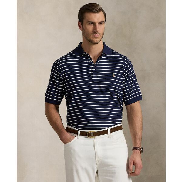 ե   ȥåץ Men's Big & Tall Striped Cotton Interlock Polo Sh...
