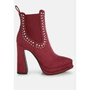 ロンンドンラグ レディース ブーツ シューズ Dalton Studs Embellished High Ankle Boots Burgundy