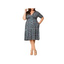 キヨナ レディース ワンピース トップス Plus Size Gabriella Ruched Sleeve Midi Dress with Pockets River floral motif