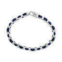 エフィー コレクション レディース ブレスレット・バングル・アンクレット アクセサリー EFFY Men's Blue Leather Woven Link Bracelet in Sterling Silver Silver(4)