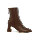 ロンンドンラグ レディース ブーツ シューズ Neapolitan Faux Leather Square Toe Ankle Boots Brown