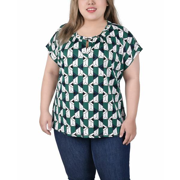 ニューヨークコレクション レディース カットソー トップス Plus Size Extended Sleeve Top with Gromm..
