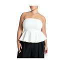 エロクイ レディース カットソー トップス Plus Size Strapless Flared Peplum Top Black