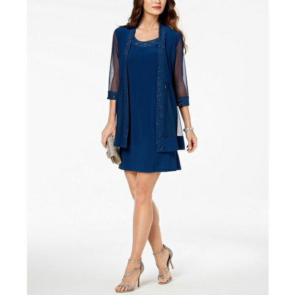 アールアンドエムリチャーズ レディース ワンピース トップス Petite Embellished Dress & Jacket Peacock