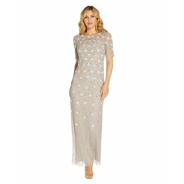 アドリアナ パペル レディース ワンピース トップス Embellished Floral Sheath Dress Marble
