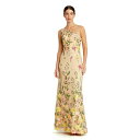 マックダガル レディース ワンピース トップス Women's One Shoulder Lace Embroidered Gown Yellow multi