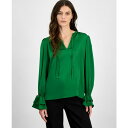 ティー・タハリ レディース カットソー トップス Women's Satin Split-Neck Ruffled-Cuff Top Garden Grove(4)