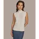 ダナ キャラン ニューヨーク レディース カットソー トップス Women's Sleeveless Mock Neck Rib Knit Top Ivory(4)
