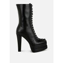 ロンンドンラグ レディース ブーツ シューズ Sayal Faux Leather Lace Up Boots Black