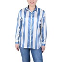 ニューヨークコレクション レディース カットソー トップス Women's Long Sleeve Striped Satin Blouse Coronet B...