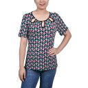 ニューヨークコレクション レディース カットソー トップス Petite Short Sleeve with Ring Details Top Black Te...