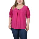 ニューヨークコレクション レディース カットソー トップス Plus Size Short Balloon Sleeve Top with Hardware F...