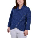 ニューヨークコレクション レディース カットソー トップス Plus Size Long Sleeve Crossover Top with Grommets ...