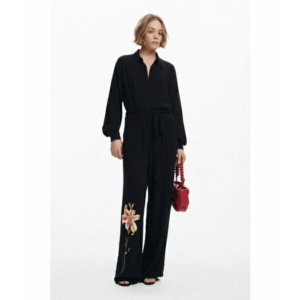 デジグアル レディース ワンピース トップス Women's Orchid belt jumpsuit Black