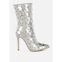 ロンンドンラグ レディース ブーツ シューズ Echostage Rhinestones Embellished Metallic Boots Silver