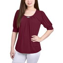 ニューヨークコレクション レディース カットソー トップス Women's Short Balloon Sleeve Top with Hardware Rho...