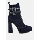 ロンンドンラグ レディース ブーツ シューズ Punk Nomad Harness Detail Lace Up Boots Navy