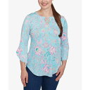 ルビーロード レディース カットソー トップス Petite Cloisonne Floral Puff Print Three Quarter Sleeve ...