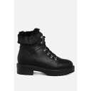 ロンンドンラグ レディース ブーツ シューズ Maranta Faux Fur Collar Ankle Boots Black