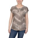 ニューヨークコレクション レディース カットソー トップス Petite Extended Short Sleeve Top with Grommets Tau...