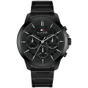 トミー ヒルフィガー メンズ ブレスレット・バングル・アンクレット アクセサリー Men's Multifunction Ionic Plated Black ...