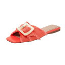 リネアパウロ レディース サンダル シューズ LOTTIE | Frayed Fabric Cross Band Sandals Pink coral frayed grosgrain