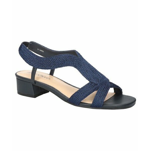 イージーストリート レディース サンダル シューズ Women's Festival Block Heel Sandals Navy Woven