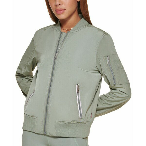 リーバイス レディース ジャケット＆ブルゾン アウター Women's Lightweight Zip-Detail Bomber Jacket Sea Green