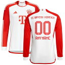 アディダス メンズ ユニフォーム トップス Bayern Munich adidas 2023/24 Home Replica Custom Long Sleeve Jersey White