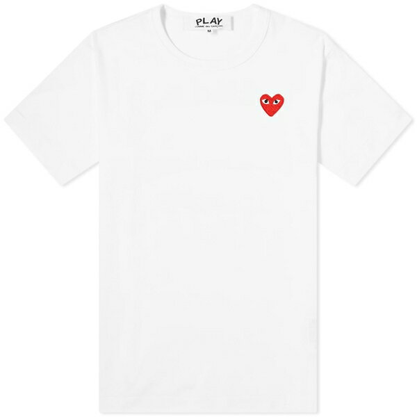 コムデギャルソン メンズ Tシャツ トップス Comme des Garcons Play Basic Logo Tee White