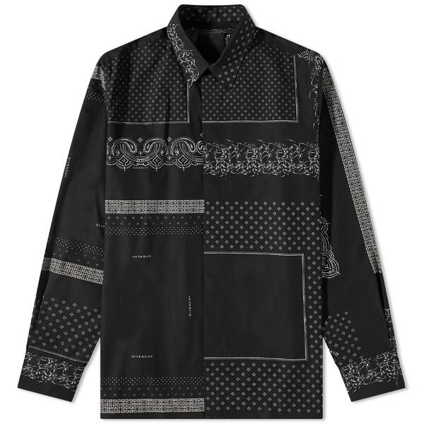 ジバンシー メンズ シャツ トップス Givenchy Bandana Print Boxy Fit Shirt Black