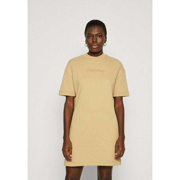 カルバンクライン レディース ワンピース トップス HERO LOGO T SHIRT DRESS - Day dress - fall barley