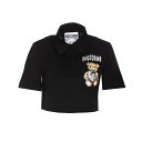 モスキーノ レディース ポロシャツ トップス Cropped Drawn Teddy Bear T-shirt Black