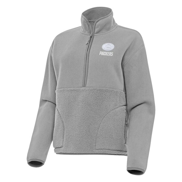 アンティグア レディース ジャケット&ブルゾン アウター Green Bay Packers Antigua Women's Figure HalfZip Sweatshirt Gray