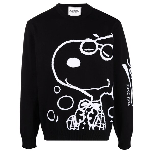 アイスバーグ メンズ パーカー・スウェットシャツ アウター Snoopy セーター black/white