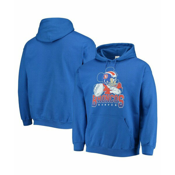 ジャンクフード メンズ パーカー・スウェットシャツ アウター Men's Navy Denver Broncos Disney Mickey Quarterback Pullover Hoodie Navy