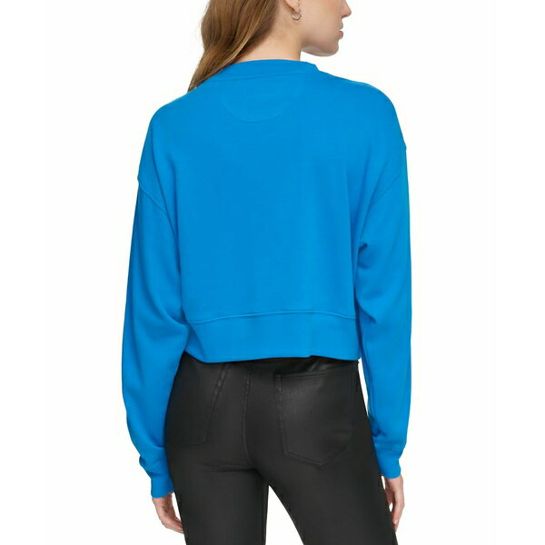 ダナキャランニューヨーク レディース パーカー・スウェットシャツ アウター Women's Zippered-Pocket Dropped-Sleeve Sweatshirt Electric Blue