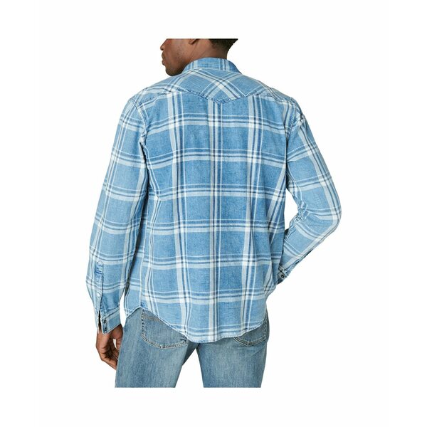 bL[uh Y Vc gbvX Men's Plaid Western Shirt Indigo Plaid