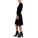 ロビービー レディース ワンピース トップス Petite Crewneck Long-Sleeve Love A-Line Dress Black/Red(4)