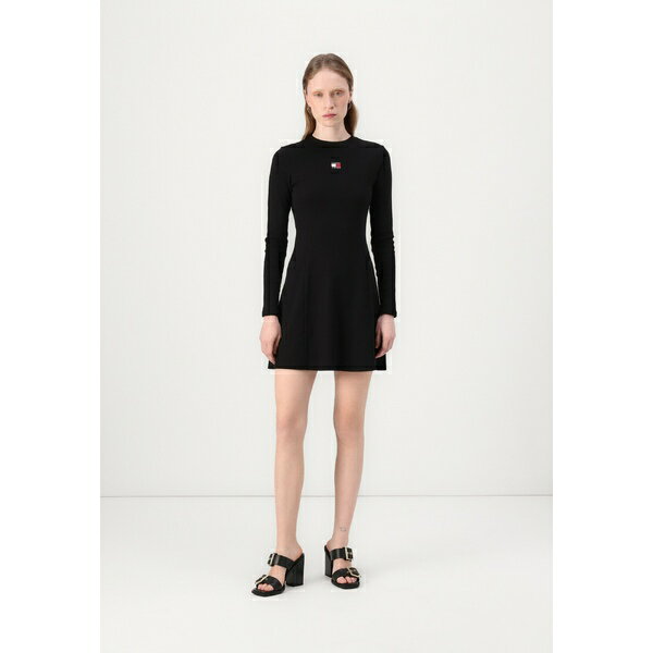 トミーヒルフィガー レディース ワンピース トップス FIT FLARE BADGE DRESS - Jersey dress - black