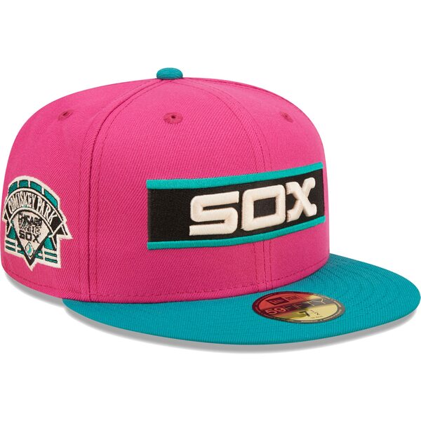 楽天astyニューエラ メンズ 帽子 アクセサリー Chicago White Sox New Era Cooperstown Collection Comiskey Park Passion Forest 59FIFTY Fitted Hat Pink/Green