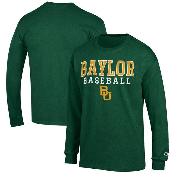チャンピオン メンズ Tシャツ トップス Baylor Bears Champion Baseball Stack Long Sleeve TShirt Green