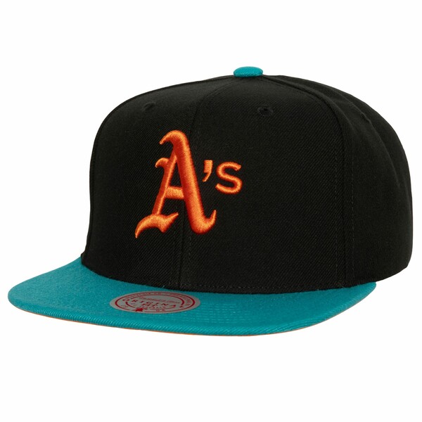 ミッチェル＆ネス ミッチェル&ネス メンズ 帽子 アクセサリー Oakland Athletics Mitchell & Ness Citrus Cooler Snapback Hat Black/Teal