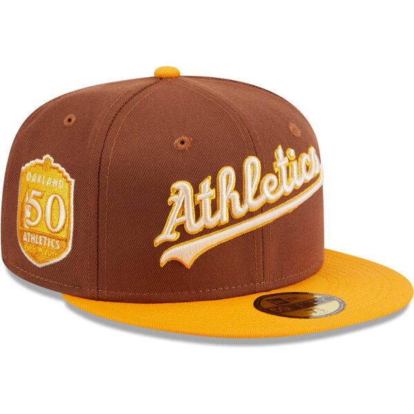 ニューエラ メンズ 帽子 アクセサリー Oakland Athletics New Era Tiramisu 59FIFTY Fitted Hat Brown
