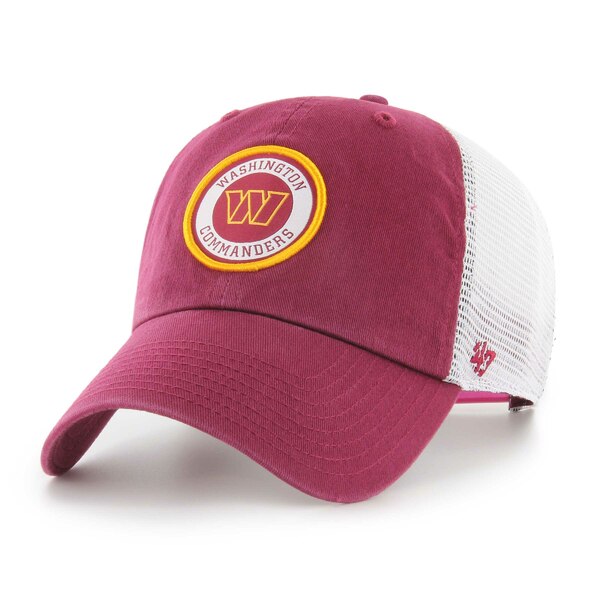 tH[eB[Zu Y Xq ANZT[ Washington Commanders '47 Highline Clean Up Trucker Snapback Hat Burgundy/White